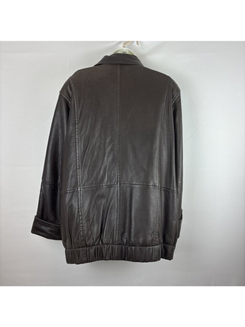 Vintage LNR Soft Glove Leather Zip Bomber Jacket Cuffed Quilted Lining Large - Picture 3 of 10